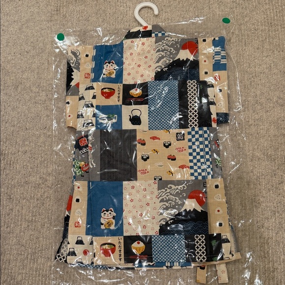 Children's Patchwork Kimono-Style Outfit in Blue, Beige, Black NWT 100CM - Picture 4 of 7